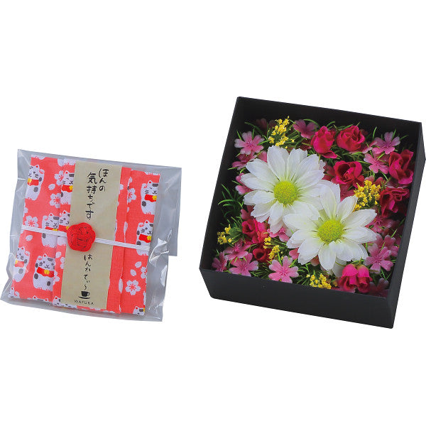 ほんの気持ちシリーズ　ＢＯＸフラワー（ハンカチ・紅茶付）