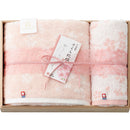 今治謹製　さくら紋織　桜染め　バス・フェイスタオルセット（木箱入）